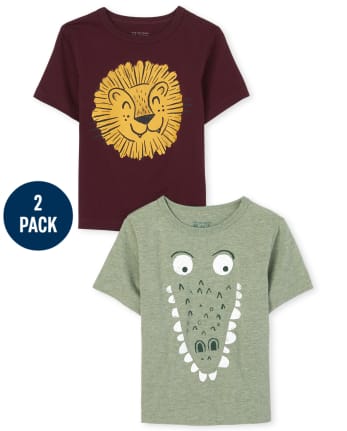Lot de 2 t-shirts graphiques animaux pour bébés et tout-petits garçons