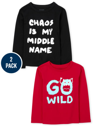 Paquete de 2 camisetas con gráfico Wild Chaos para bebés y niños pequeños