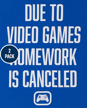 Boys Wake Up And Homework Graphic Tee 2-Pack