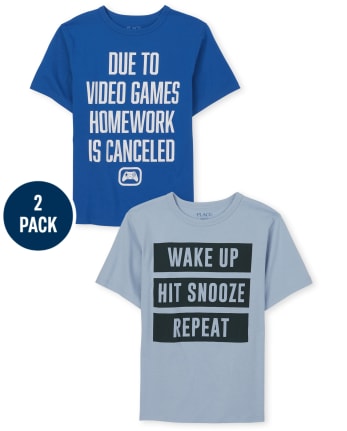 Boys Wake Up And Homework Graphic Tee 2-Pack