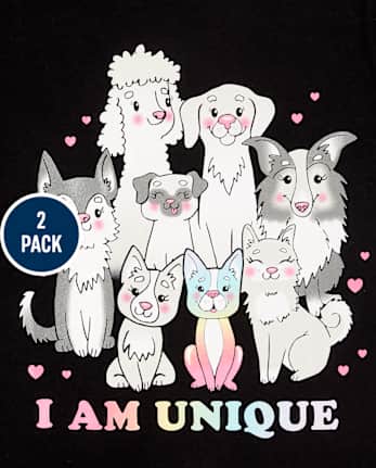 Girls Cats And Dogs Graphic Tee 2-Pack