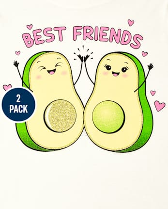Girls Panda Avocado Graphic Tee 2-Pack