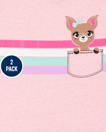 Toddler Girls Animals Graphic Tee 2-Pack