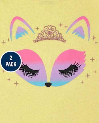 Baby And Toddler Girls Animals Graphic Tee 2-Pack