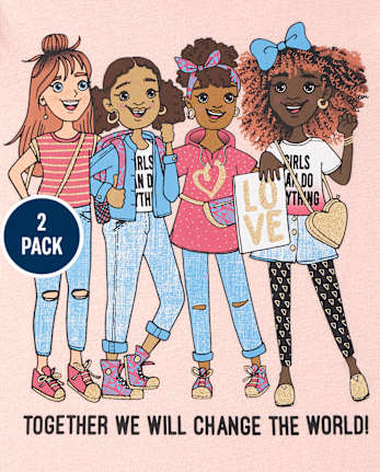 Lot de 2 t-shirts graphiques Kindness Squad pour filles