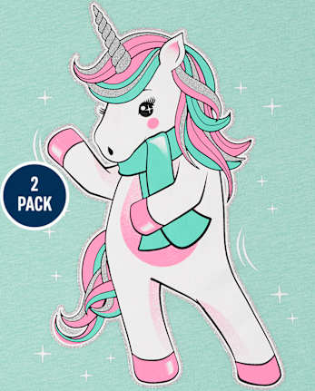 Lot de 2 t-shirts à imprimé licorne pour filles