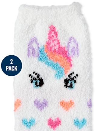 Paquete de 2 calcetines acogedores de unicornio para niñas pequeñas