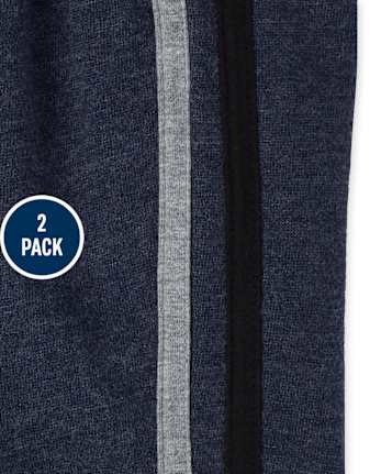 Lot de 2 pantalons de jogging actifs en polaire à rayures latérales pour bébés et tout-petits garçons