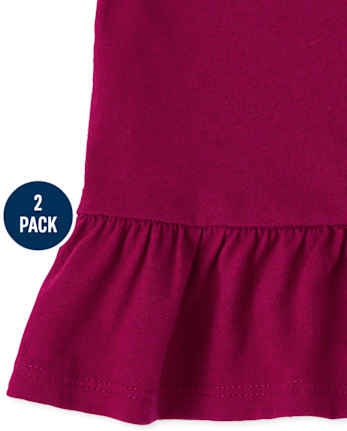 Paquete de 2 tops con peplum floral para niñas pequeñas