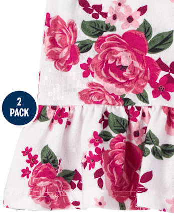 Paquete de 2 tops con peplum floral para niñas pequeñas