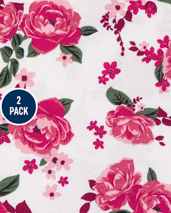 Paquete de 2 tops con peplum floral para niñas pequeñas
