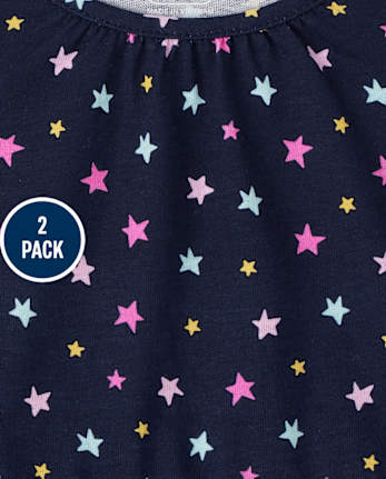 Paquete de 2 vestidos skater con diseño de arcoíris para niñas pequeñas