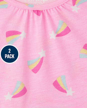 Paquete de 2 vestidos skater con diseño de arcoíris para niñas pequeñas