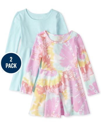 Toddler Girls Tie Dye Everyday Dress 2-Pack