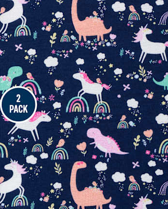 Baby And Toddler Girls Unicorn Snug Fit Cotton Pajamas 2-Pack