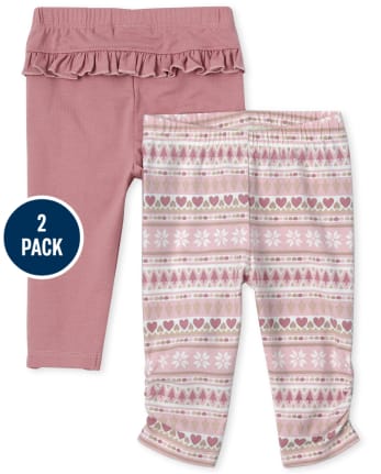Baby Girls Fairisle Pants 2-Pack