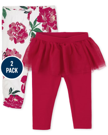 Baby Girls Floral Pants 2-Pack