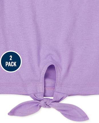 Paquete de 2 camisetas con lazo en la parte delantera para niñas