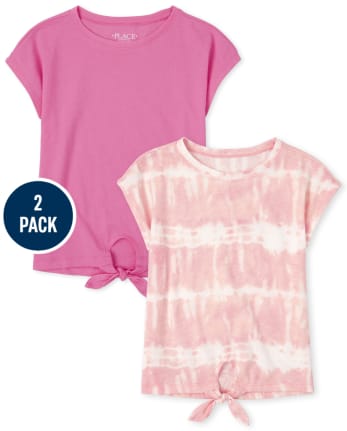 Lot de 2 t-shirts noués sur le devant pour filles