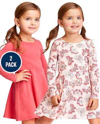 Pack de 2 vestidos skater para bebés y niñas pequeñas