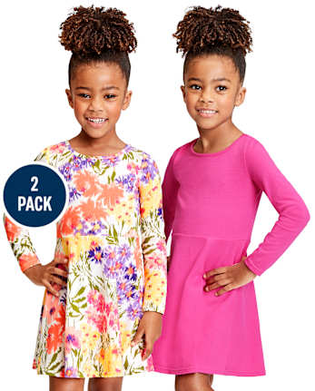 Pack de 2 vestidos skater para bebés y niñas pequeñas