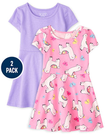 2-Pack Baby And Toddler Girls Print Everyday Dress