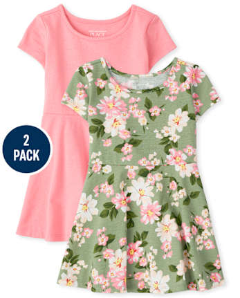 2-Pack Baby And Toddler Girls Print Everyday Dress