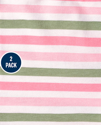 Pack de 2 pantalones cortos de rayas florales para niñas pequeñas