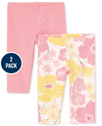 Toddler Girls Floral Capri Leggings 2-Pack