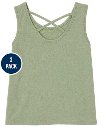 Camiseta sin mangas con espalda cruzada para niñas pequeñas, paquete de 2
