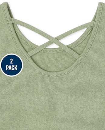 Camiseta sin mangas con espalda cruzada para niñas pequeñas, paquete de 2