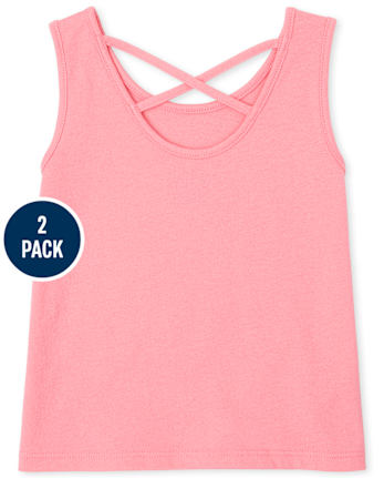 Camiseta sin mangas con espalda cruzada para niñas pequeñas, paquete de 2