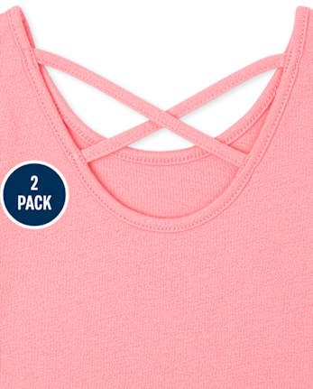Camiseta sin mangas con espalda cruzada para niñas pequeñas, paquete de 2