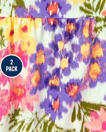 Lot de 2 t-shirts à fleurs pour petites filles