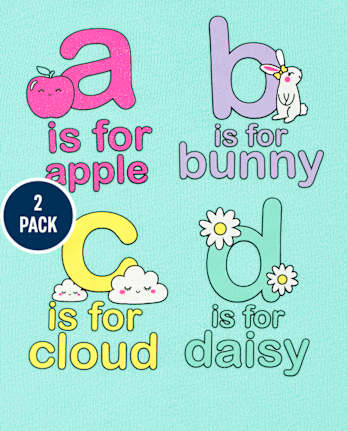 Toddler Girls Graphic Tee Shirt 2-Pack