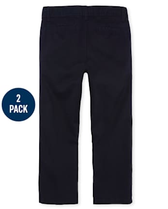 Lot de 2 pantalons chino droits uniformes extensibles pour garçons