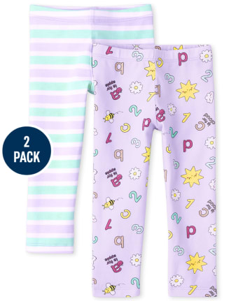 Pack de 2 calzas estampadas para niñas pequeñas