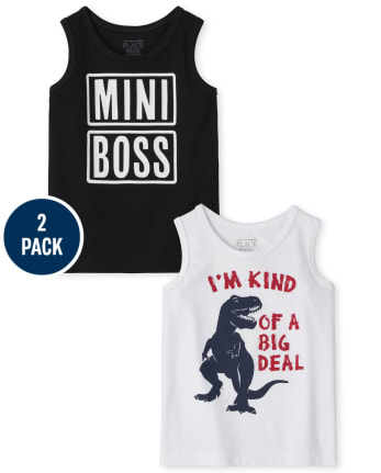 Pack de 2 camisetas sin mangas Boss Dino para bebés y niños pequeños