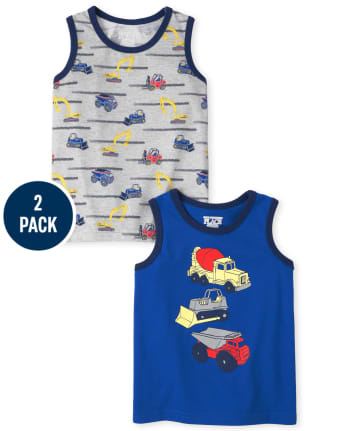 Baby And Toddler Boys Trucks Tank Top 2-Pack