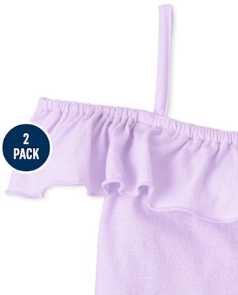 Girls Mix And Match Short Sleeve Ruffle Off Shoulder Top 2