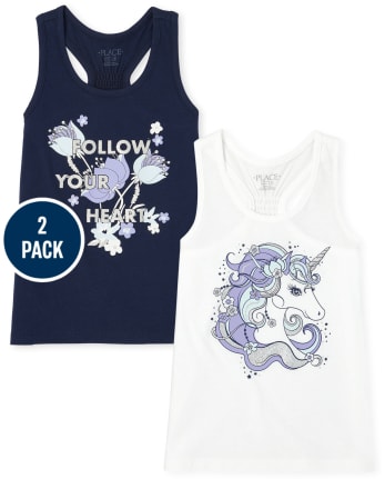 Lot de 2 débardeurs licorne à dos nageur pour fille