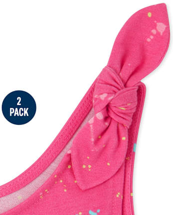 Girls Print Tie Shoulder Romper 2-Pack