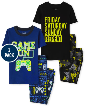 Boys Video Game Weekend Snug Fit Cotton Pajamas 2-Pack