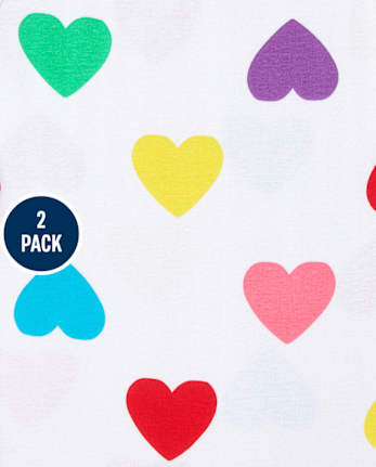 Girls Rainbow Heart Snug Fit Cotton Pajamas 2-Pack