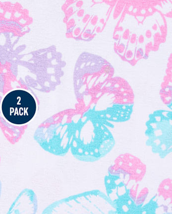 Girls Tie Dye Butterfly Snug Fit Cotton Pajamas 2-Pack