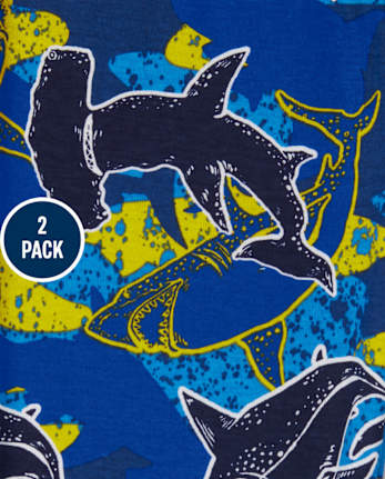 Pijamas de algodón de ajuste ceñido Glow Shark para niños, paquete de 2