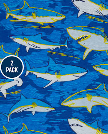 Pijamas de algodón de ajuste ceñido Glow Shark para niños, paquete de 2