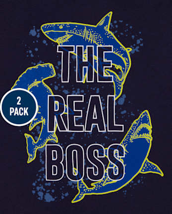 Pijamas de algodón de ajuste ceñido Glow Shark para niños, paquete de 2