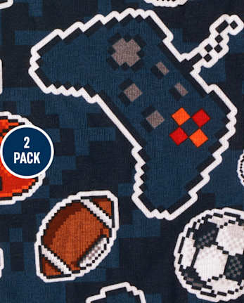 Pijama deportivo de algodón ajustado para niño, paquete de 2