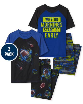 Pack de 2 pijamas de fútbol y mañanas de manga corta para niños The Children's Place EDGE BLUE